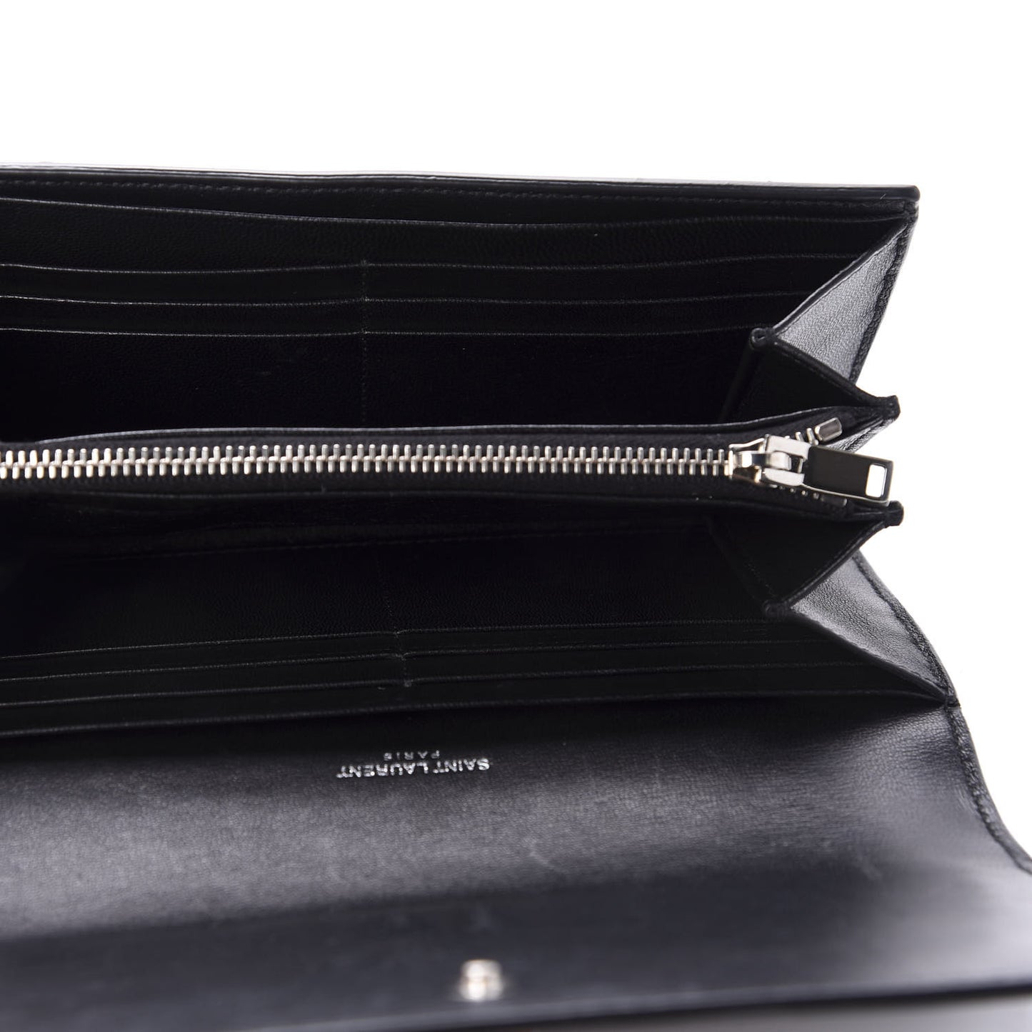 Calfskin Crocodile Embossed Monogram Flap Wallet Black