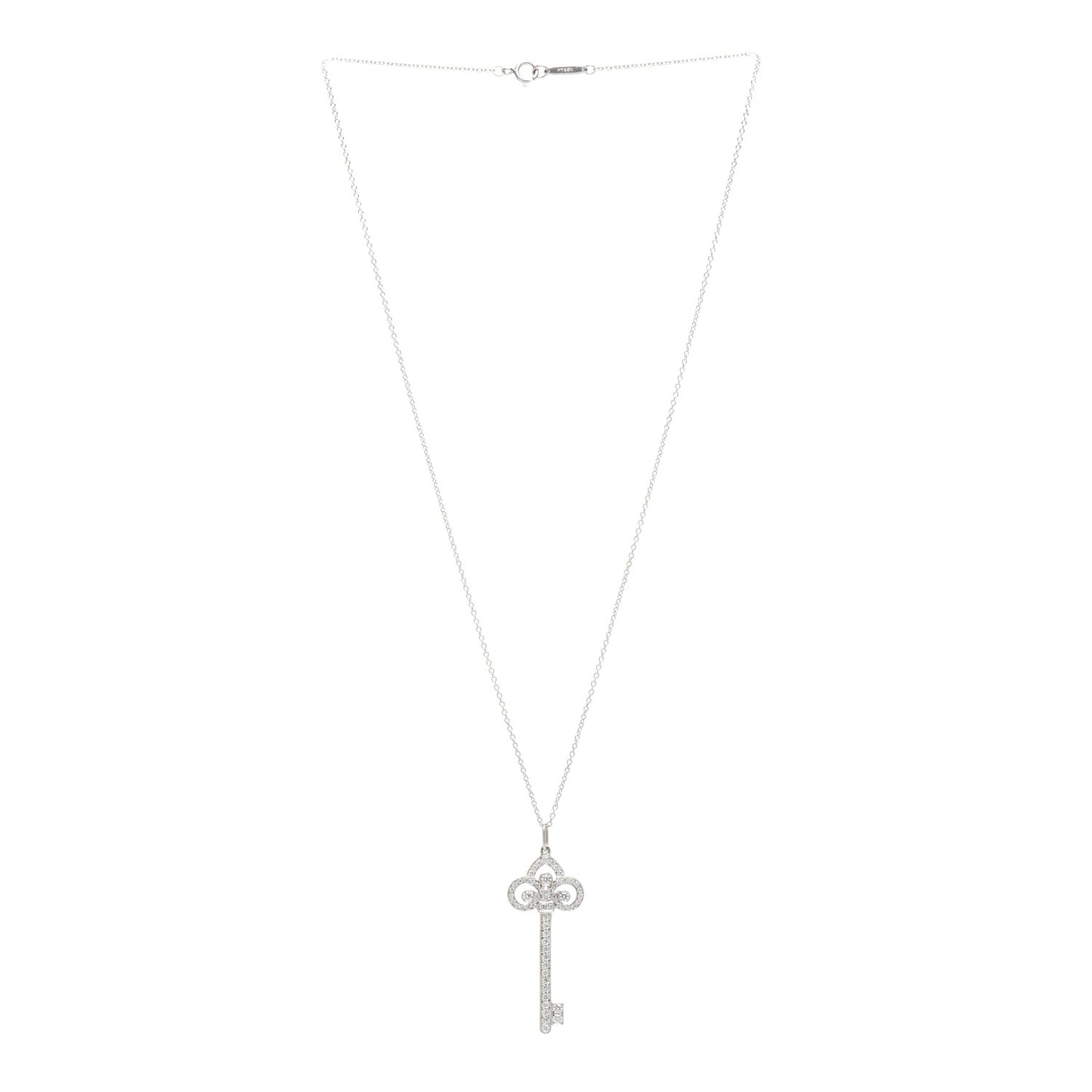 Platinum Diamond .41ct Fleur De Lis Key Pendant Necklace
