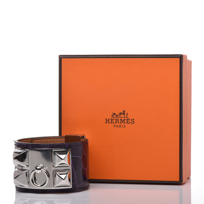 Hermes Shiny Alligator Collier De Chien CDC Bracelet T2 Amethyst 7 of 7