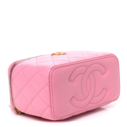 Chanel Lambskin Quilted Metal Twist Small Top Handle Vanity Case With Chain Pink 4 of 10