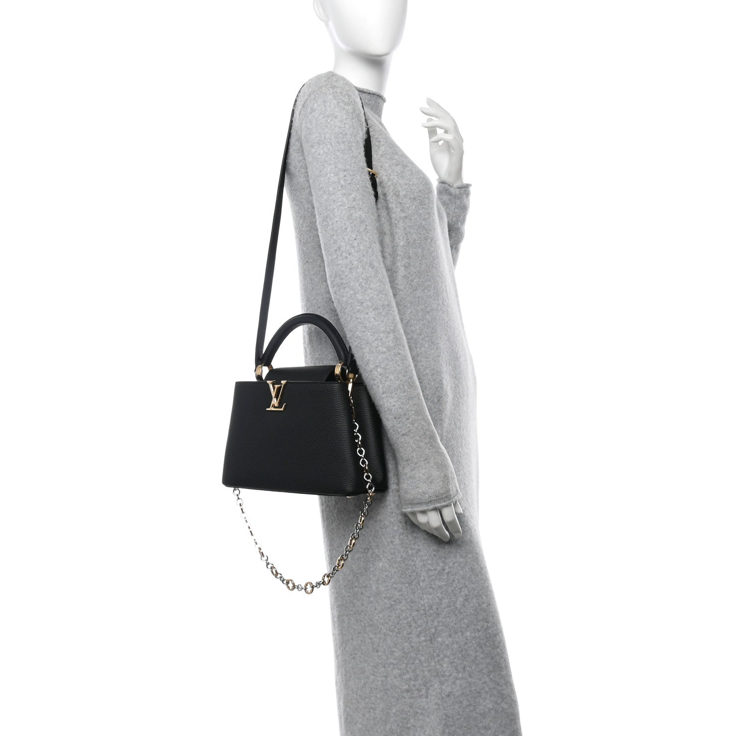 Louis Vuitton Taurillon Chain On You Capucines BB Black 2 of 9