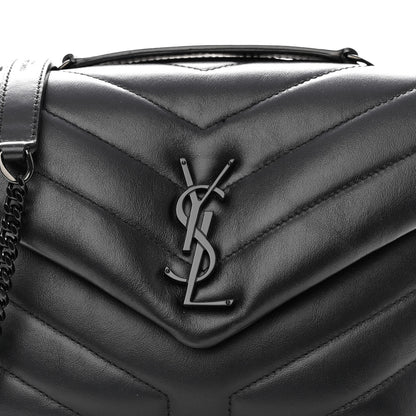 Saint Laurent Calfskin Y Quilted Monogram Monochrome Small Loulou Chain Satchel Black 7 of 10