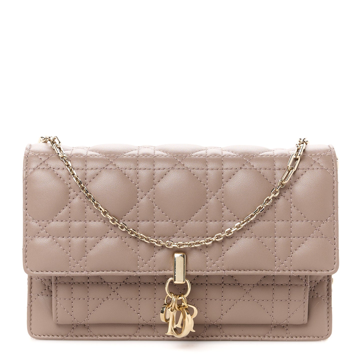 Lambskin Cannage Chain My Dior Daily Chain Pouch Warm Taupe