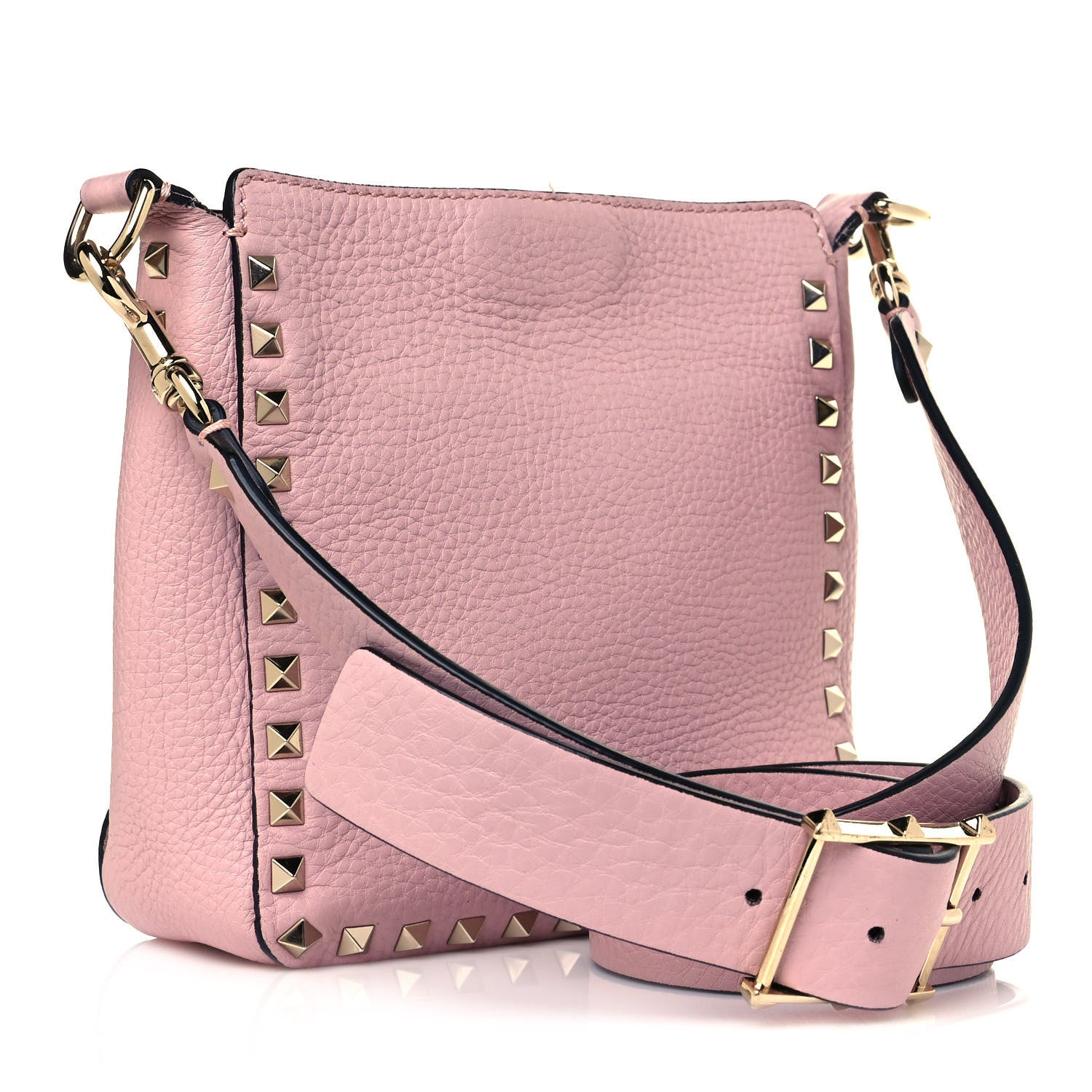 Valentino Garavani Pebbled Calfskin Mini Rockstud Flip-Lock Messenger Bag Water Rose 3 of 9