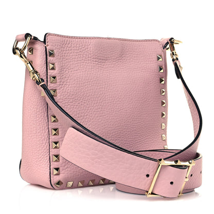 Valentino Garavani Pebbled Calfskin Mini Rockstud Flip-Lock Messenger Bag Water Rose 3 of 9