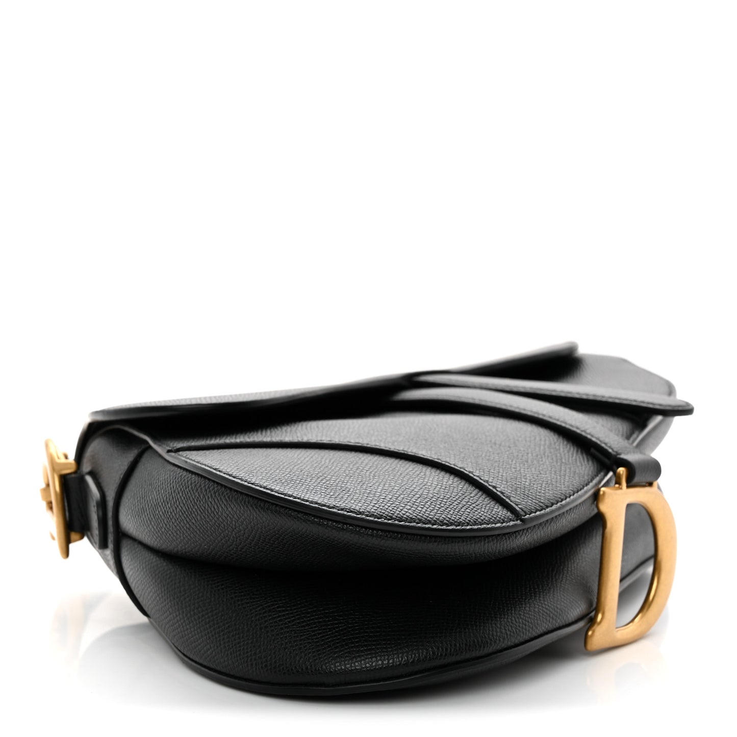 Grained Calfskin Saddle Bag Black