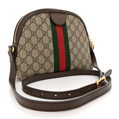 Gucci GG Supreme Monogram Textured Dollar Calfskin Web Small Ophidia Dome Shoulder Bag Beige Ebony New Acero 3 of 13