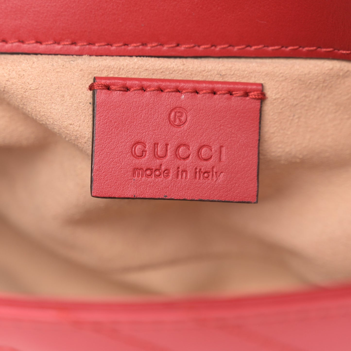 Calfskin Matelasse Super Mini GG Marmont Shoulder Bag Hibiscus Red