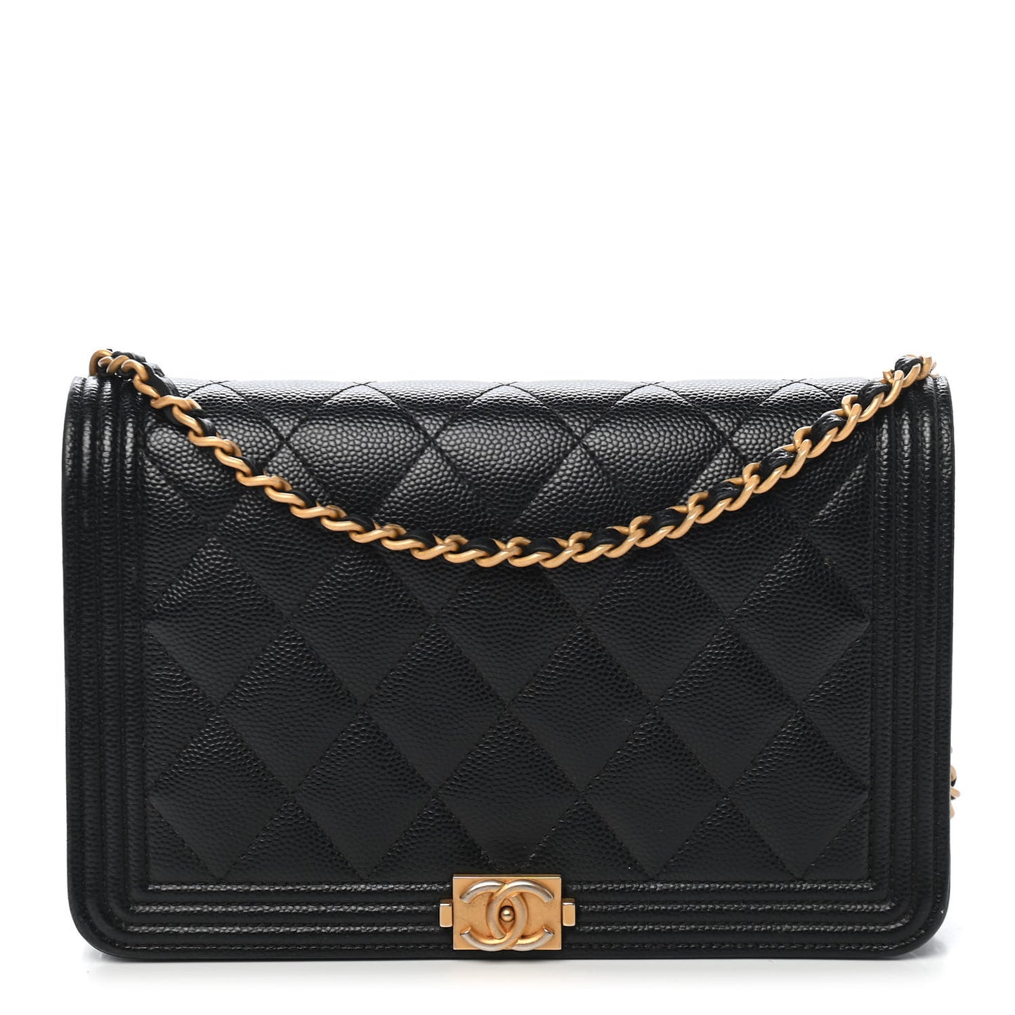 Caviar Quilted Boy Wallet On Chain WOC Black