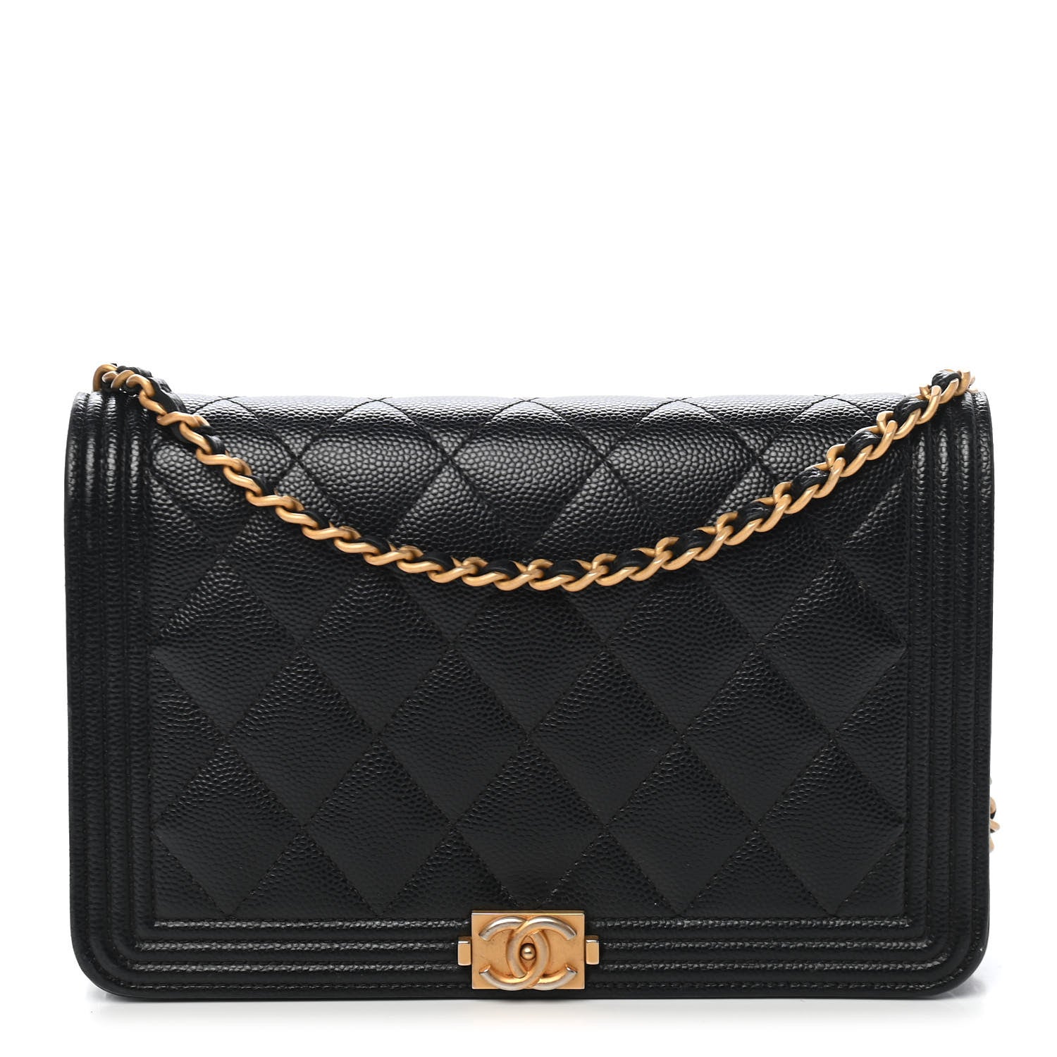 Chanel Caviar Quilted Boy Wallet On Chain WOC Black 1 of 10