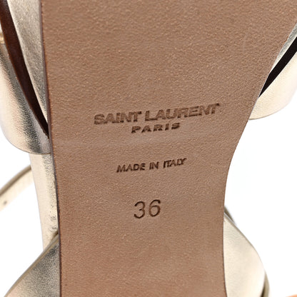 Saint Laurent Metallic Calfskin Tribute 105 Platform Sandals 36 Gold 6 of 7