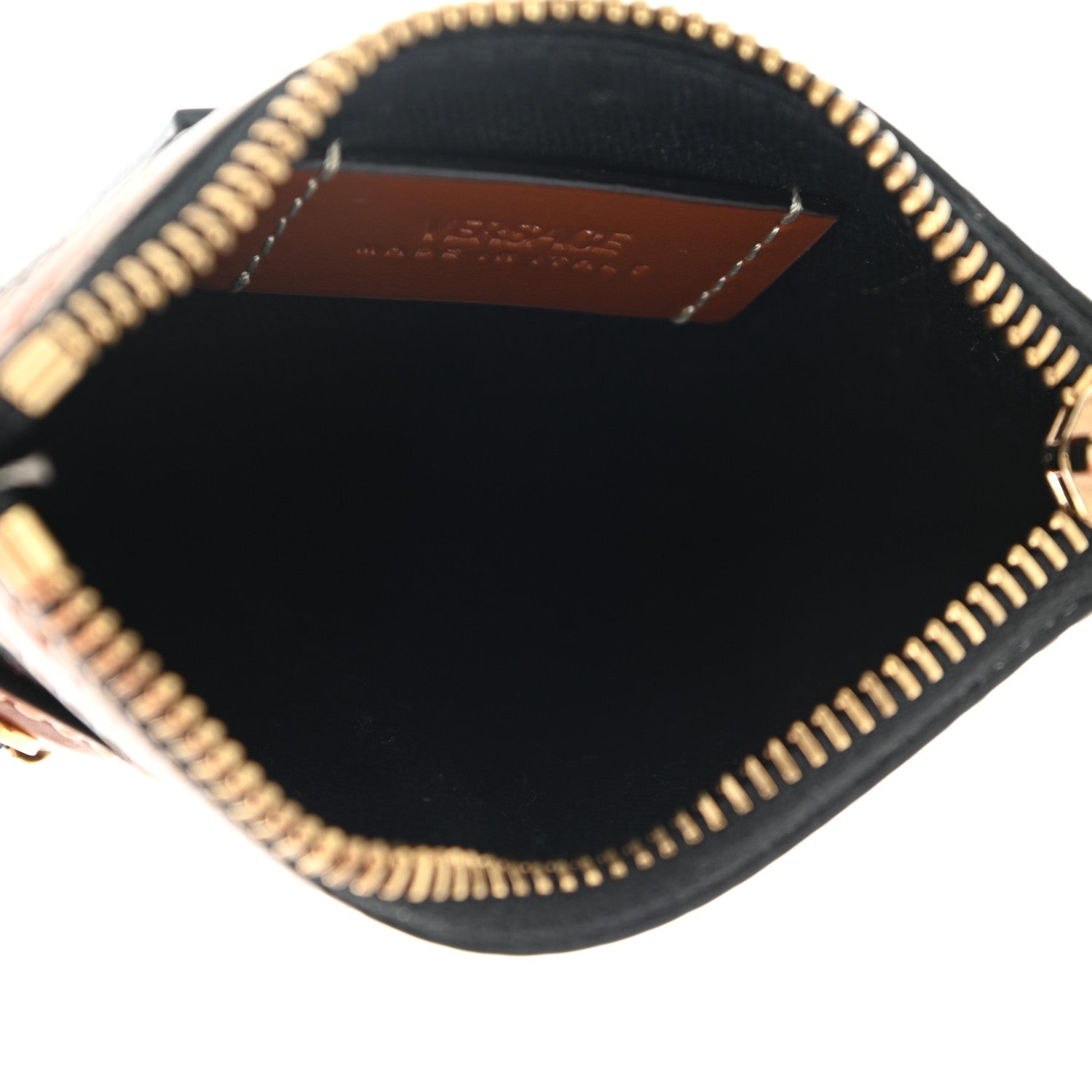 Versace Coated Canvas Calfskin La Greca Modular Zip Pouch Black Caramel 5 of 9