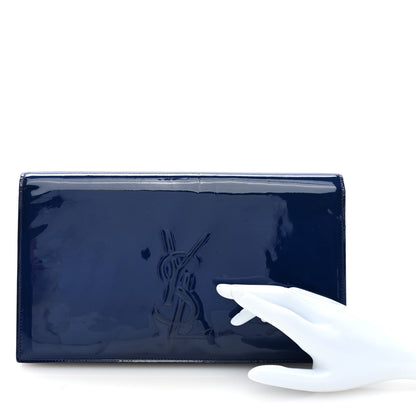 Saint Laurent Patent Calfskin Monogram Large Belle De Jour Clutch Royal Blue 2 of 5