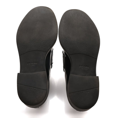 Prada Spazzolato Metal Triangle Logo 50mm Loafers 37 Black 6 of 8