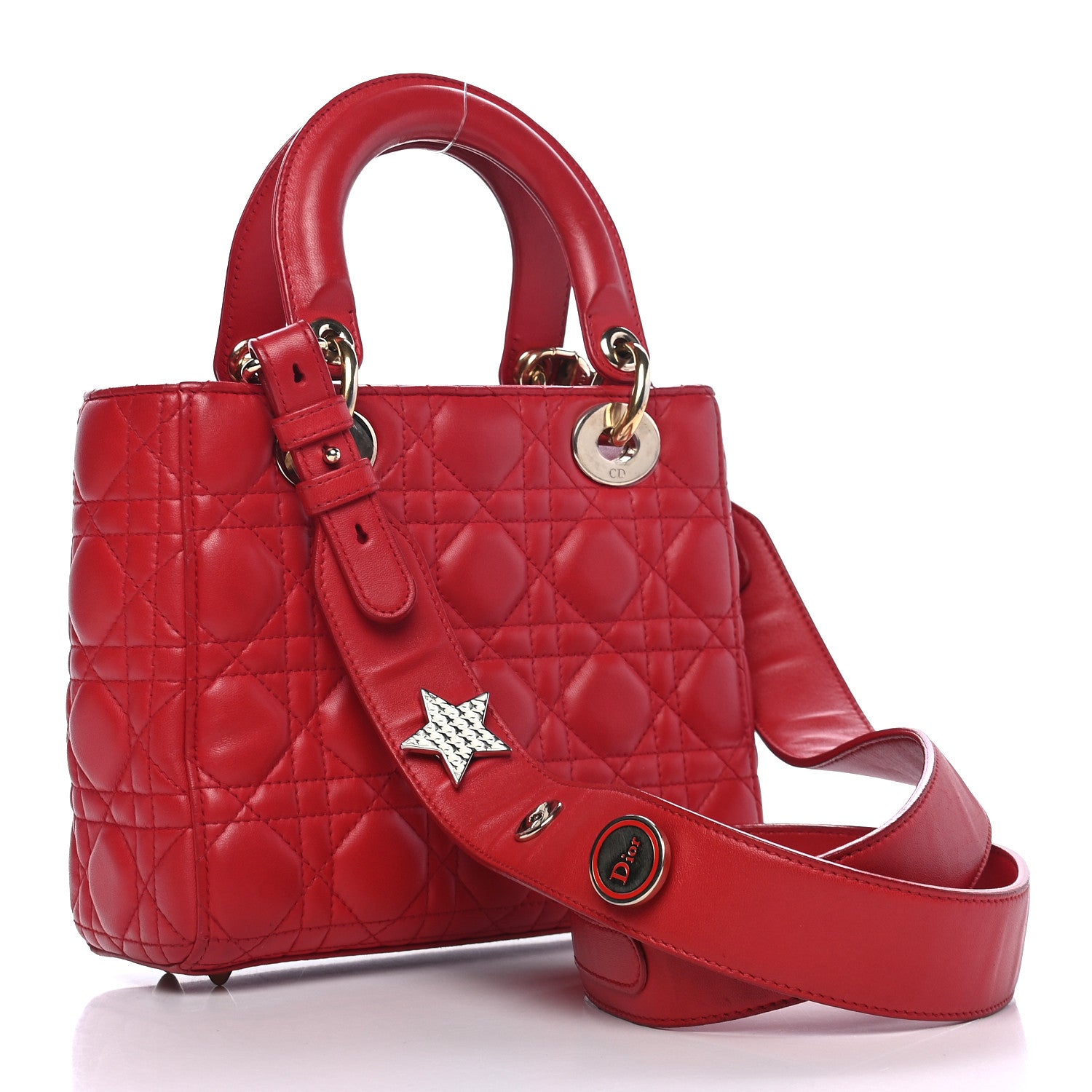 Christian Dior Lambskin Cannage Small Lucky Badges My Lady Dior Red 2 of 11