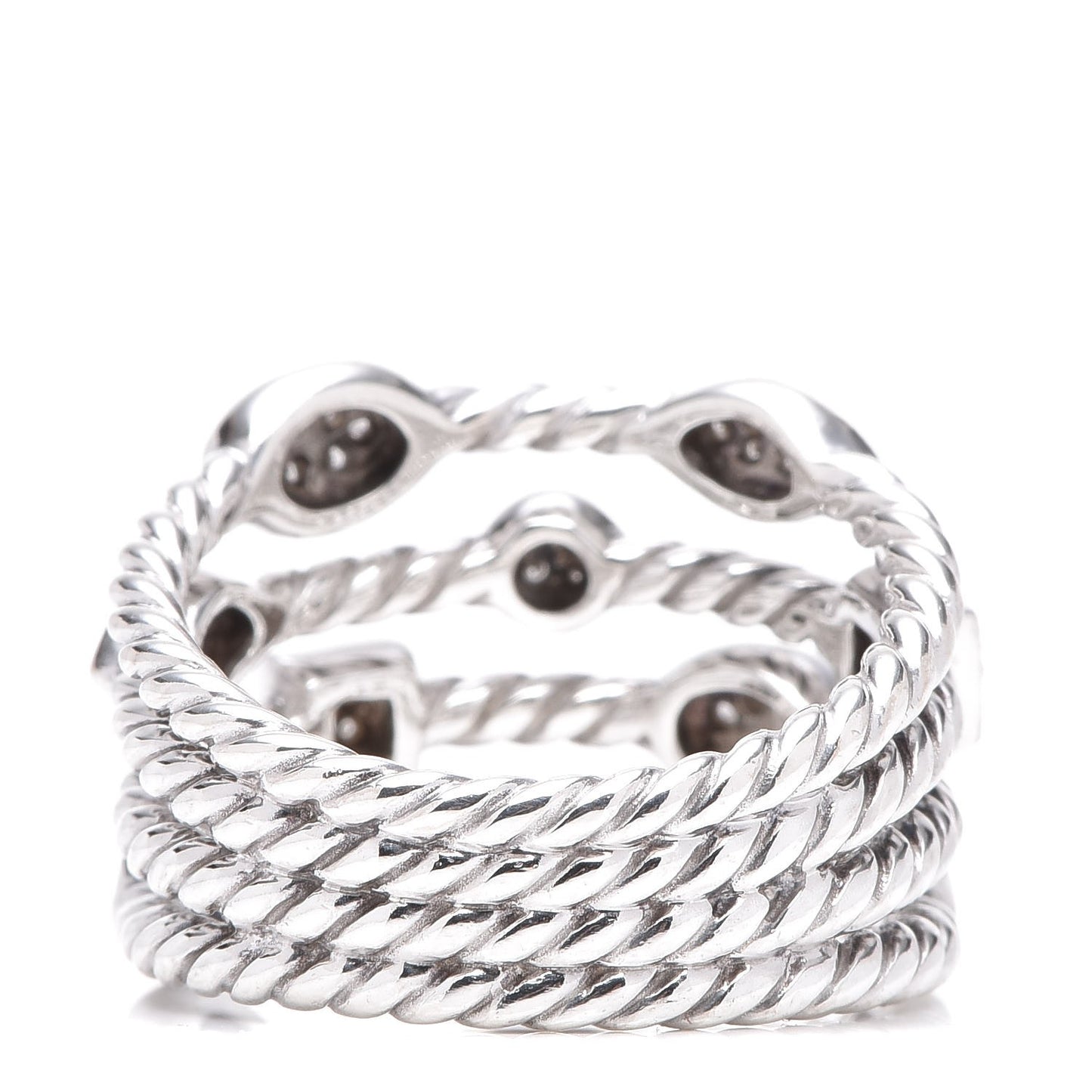 Sterling Silver Diamond Confetti 4 Row Ring 52 6