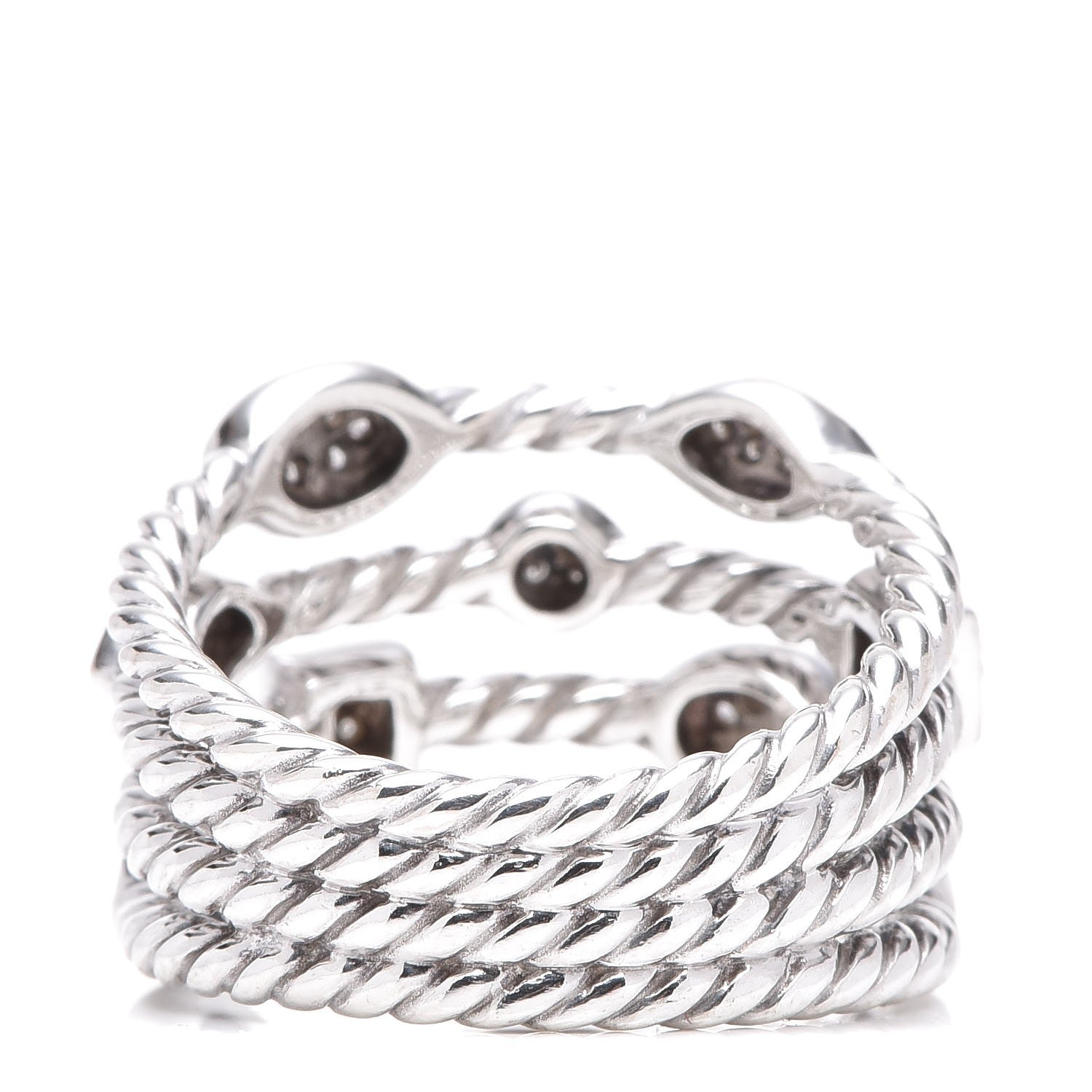 David Yurman Sterling Silver Diamond Confetti 4 Row Ring 52 6 3 of 4