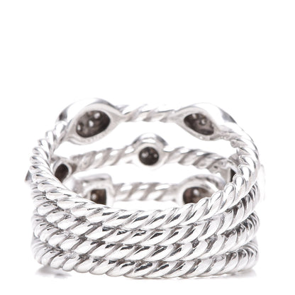 David Yurman Sterling Silver Diamond Confetti 4 Row Ring 52 6 3 of 4