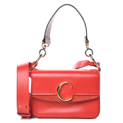 Chloe Calfskin Small C Double Carry Plaid Red 1 of 9