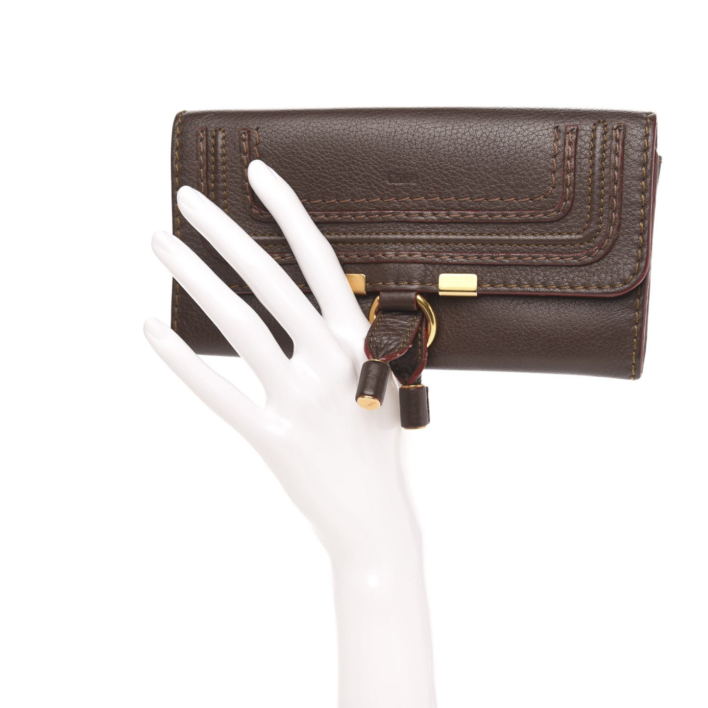 Calfskin Marcie Continental Flap Wallet Truffle