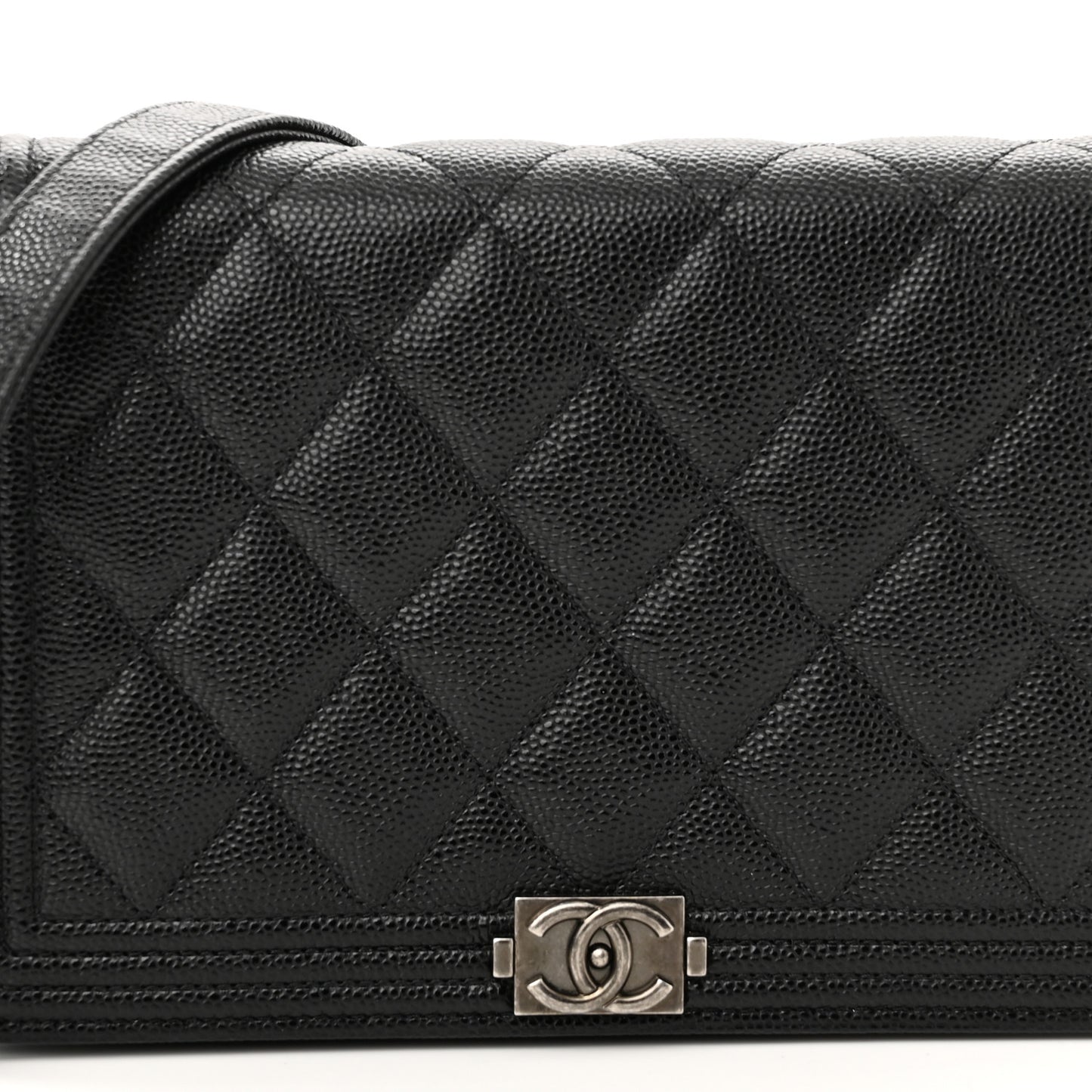 Caviar Quilted Boy Wallet On Chain WOC Black