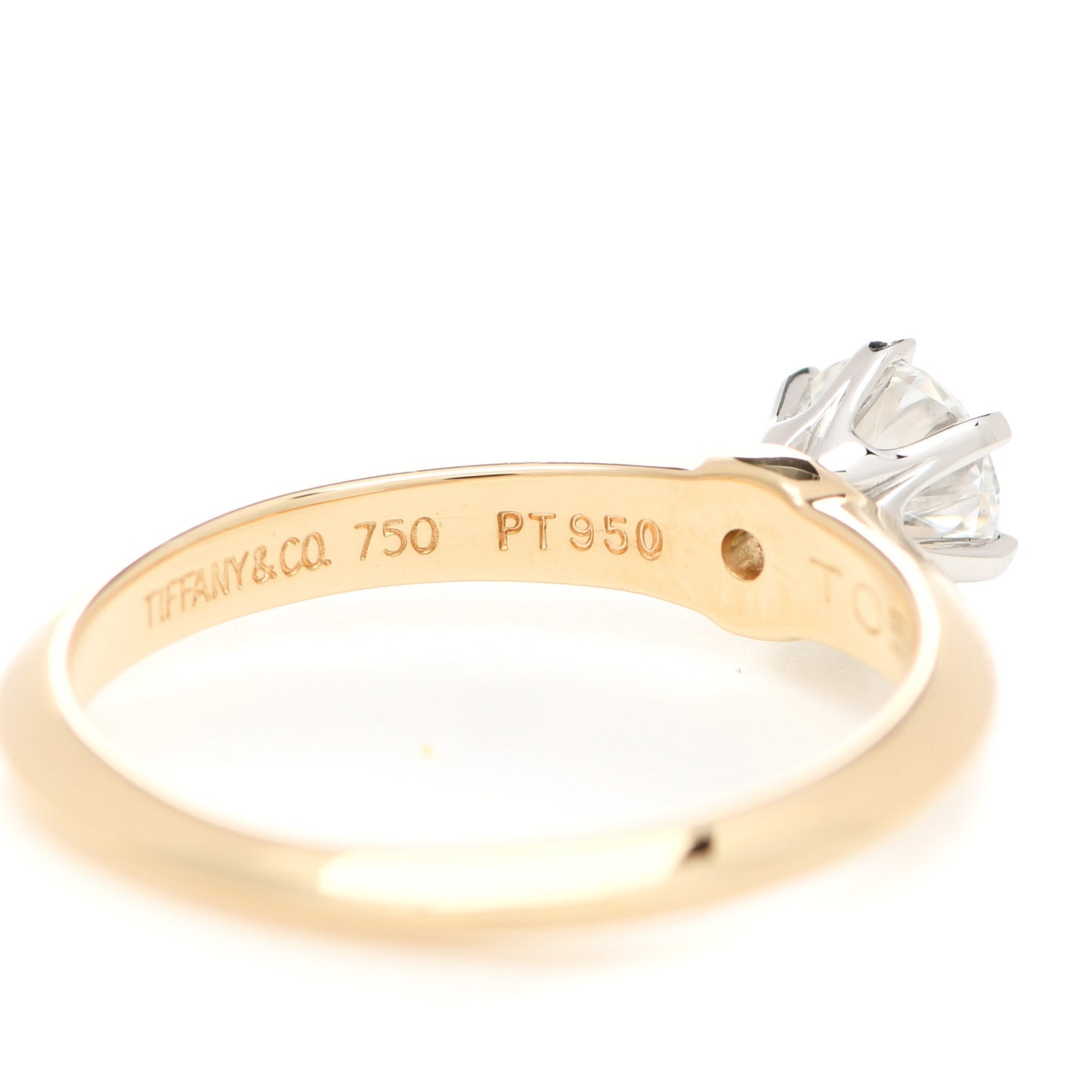 18K Yellow Gold Platinum Diamond .43ct Solitaire Engagement Ring 49 5