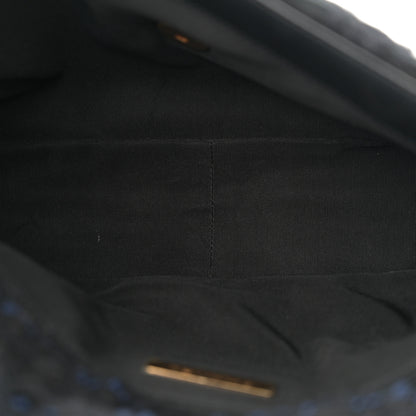 Chanel Tweed Quilted Large Chanel 19 Flap Black Navy Gold 5 of 11