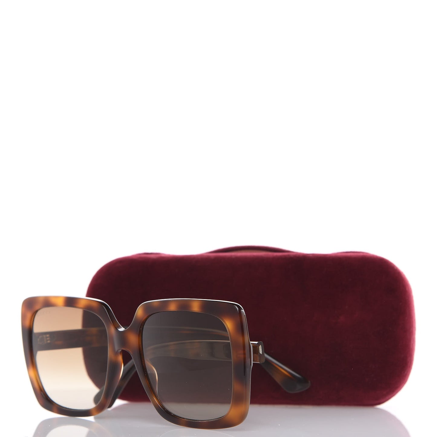 Crystal Square Frame Sunglasses GG0418S Tortoiseshell