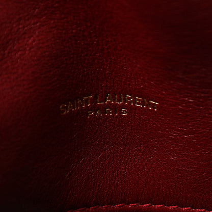 Saint Laurent Lambskin Quilted Small Loulou Puffer Monogram Chain Satchel Red 7 of 12