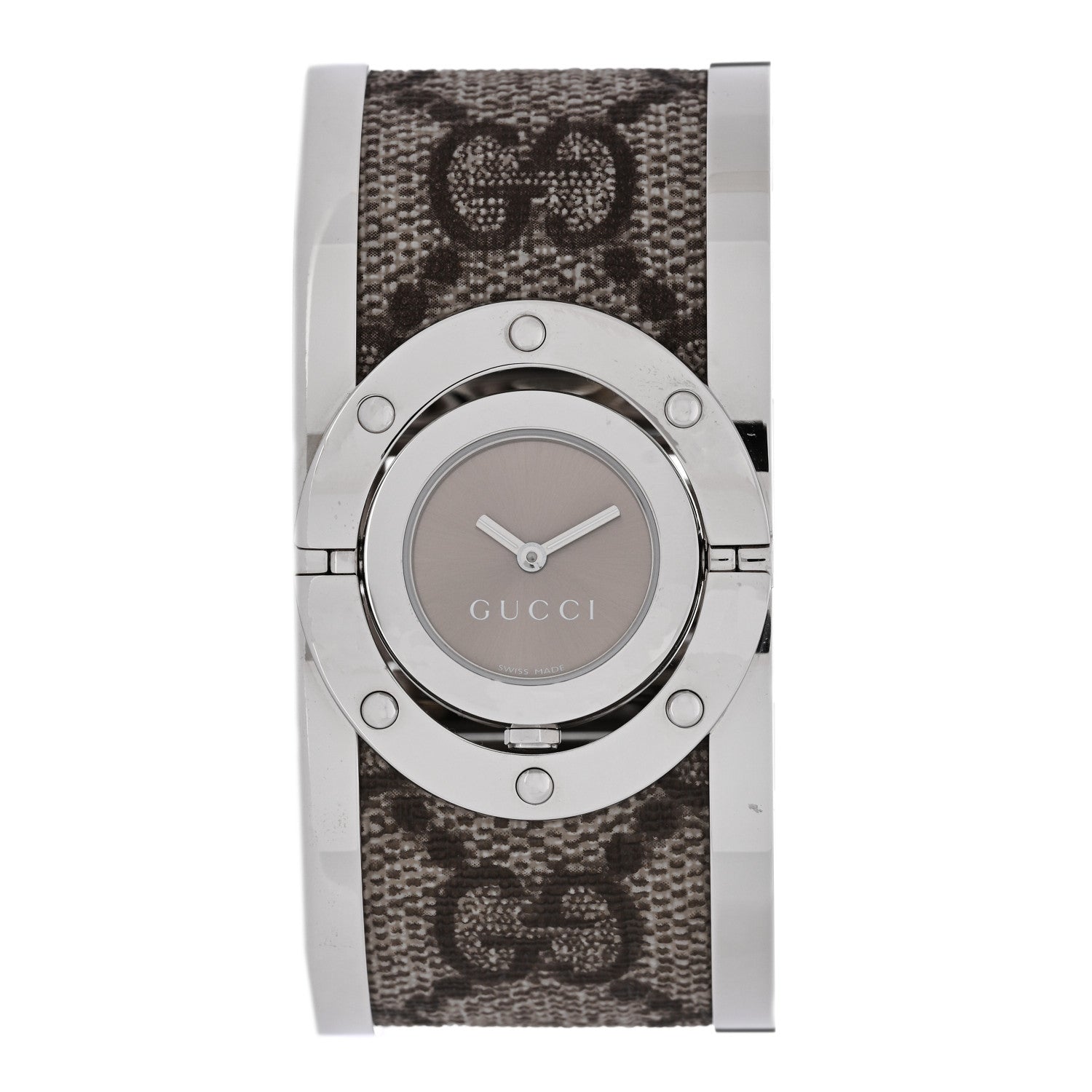 Gucci Stainless Steel Canvas 33mm Twirl Monogram Quartz Watch Brown 1 of 4