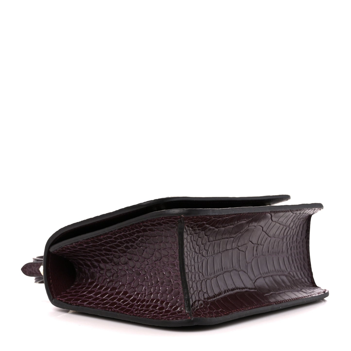 Calfskin Crocodile Embossed Medium JC Top Handle Bordeaux