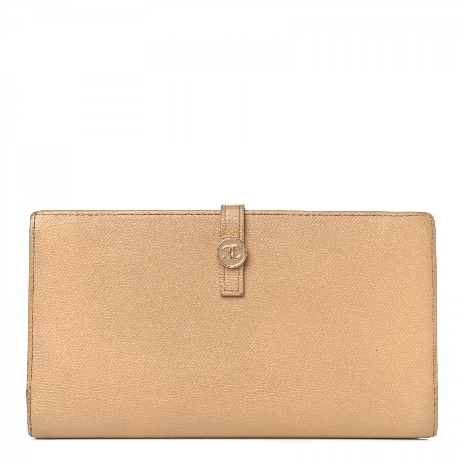 Chanel Grained Calfskin CC Button Long Wallet Beige 1 of 14