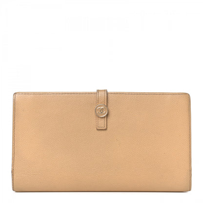 Chanel Grained Calfskin CC Button Long Wallet Beige 1 of 14
