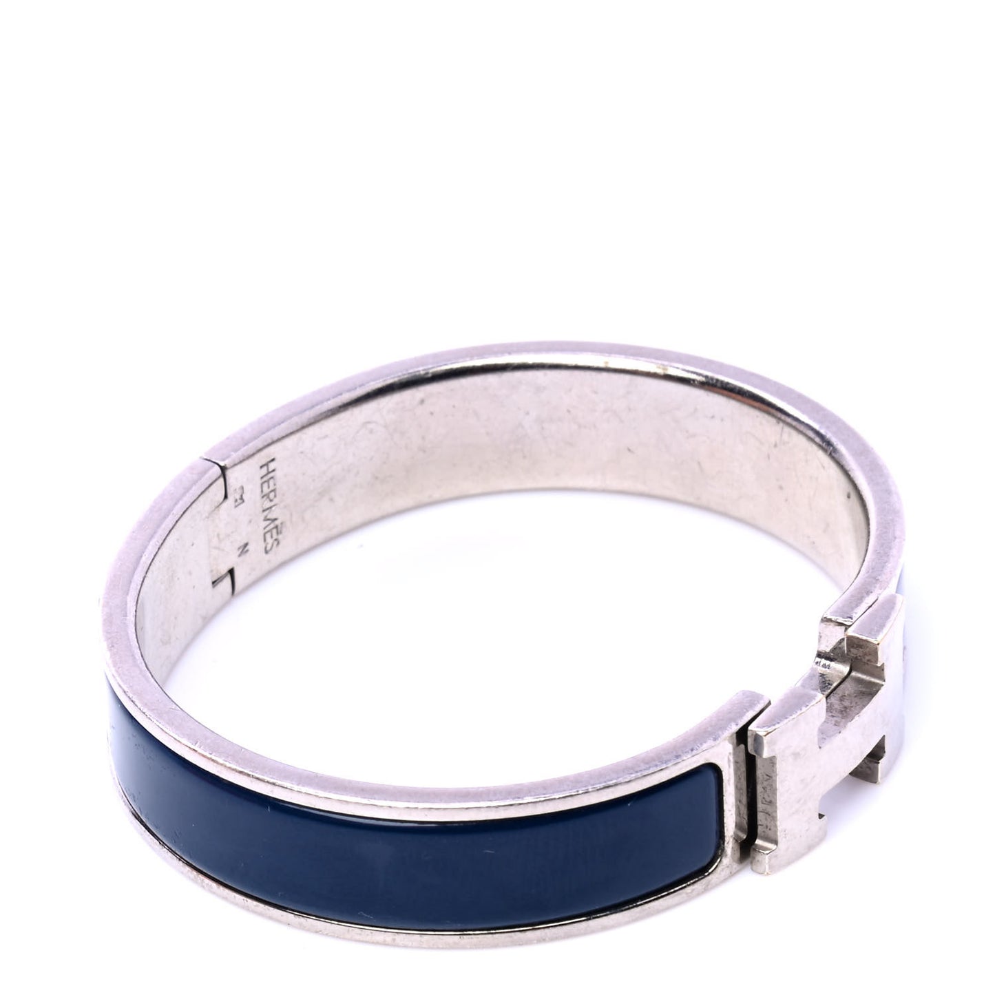 Narrow Enamel Clic Clac H Bracelet PM Bleu De Genes