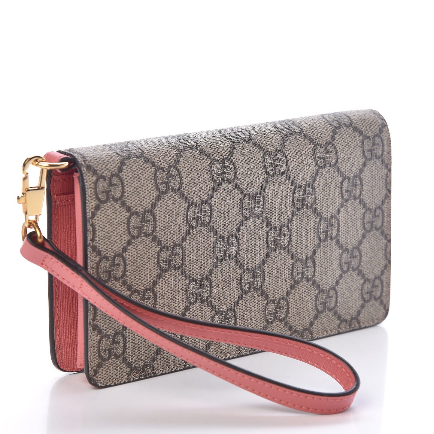 GG Supreme Monogram Embroidered Face iPhone 6 Case Wristlet Pink