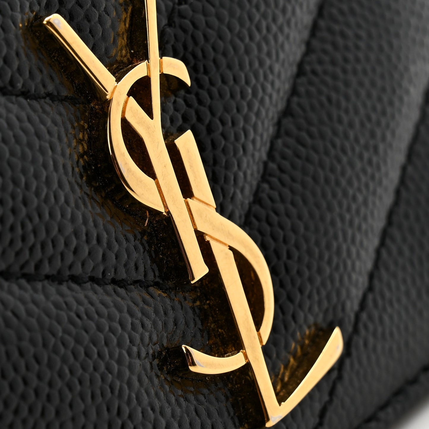 Grain De Poudre Matelasse Chevron Monogram Credit Card Case Black
