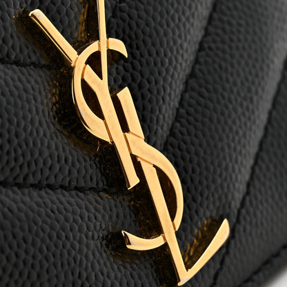 Saint Laurent Grain De Poudre Matelasse Chevron Monogram Credit Card Case Black 9 of 9