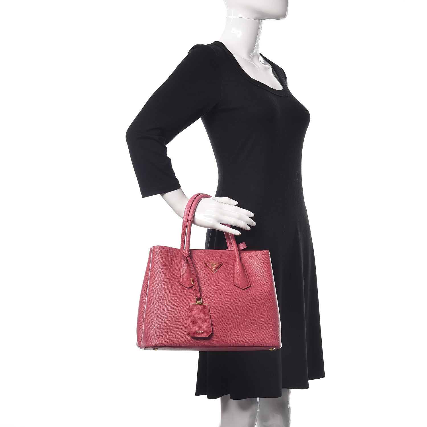 Prada Saffiano Cuir Small Bi-Color Double Bag Peonia Geranio 2 of 12