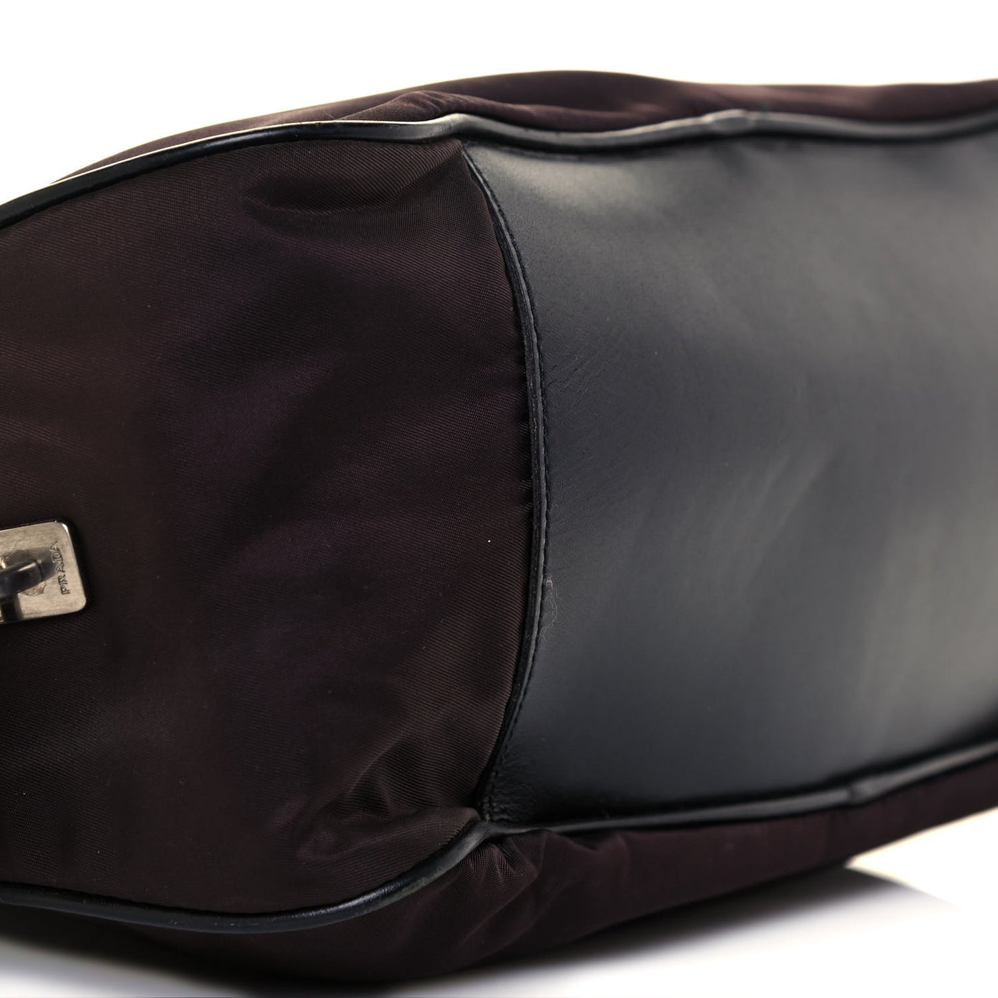 Nylon Calfskin Shoulder Bag Brown Black