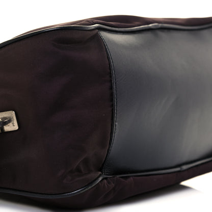 Prada Nylon Calfskin Shoulder Bag Brown Black 9 of 11