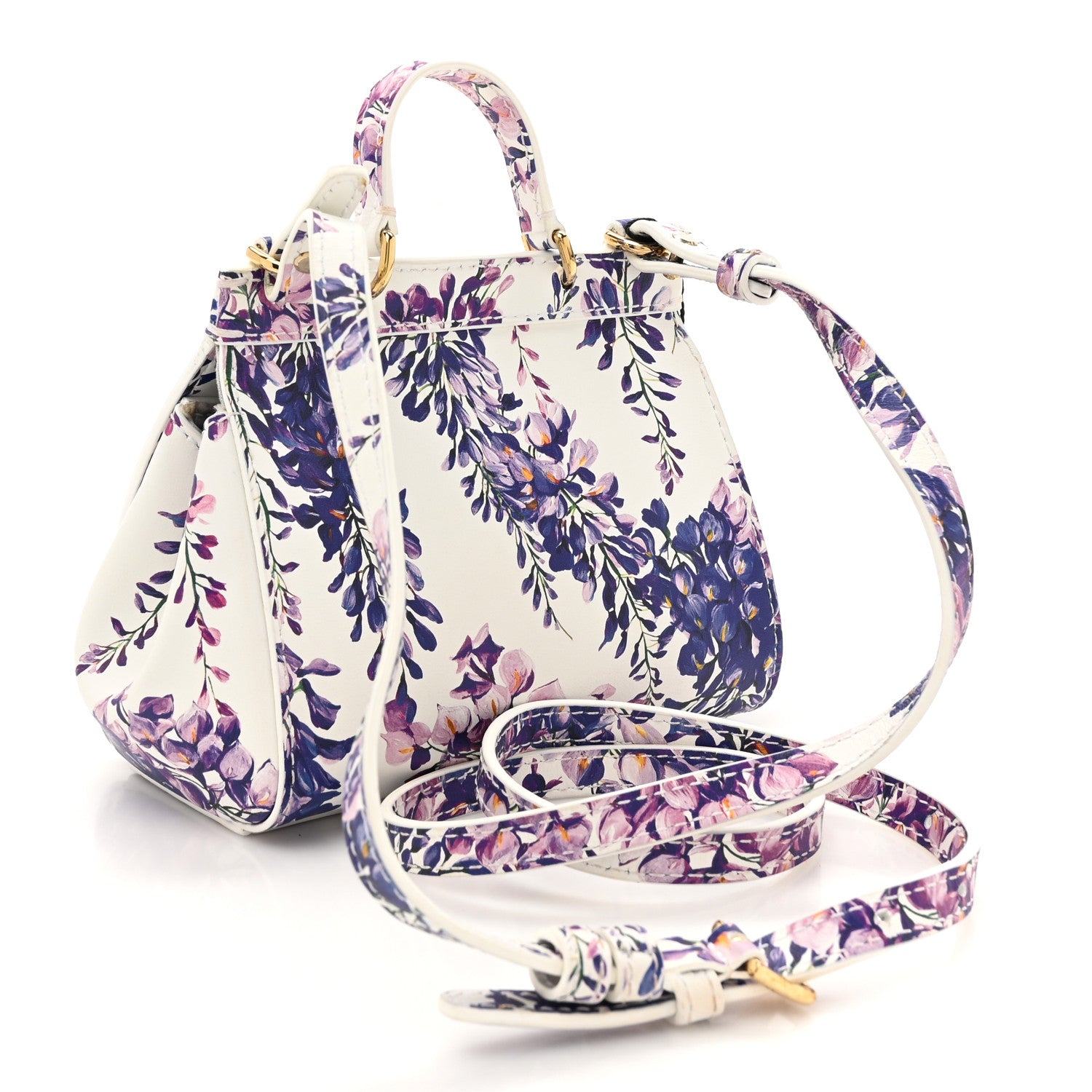 Dolce & Gabbana Dauphine Mini Floral Print Miss Sicily Satchel White Multicolor 3 of 11