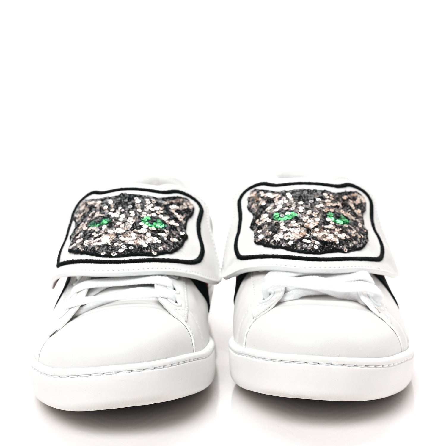 Gucci Calfskin Ayers Web Womens Ace Bow Lace Sneakers 38 White 2 of 8