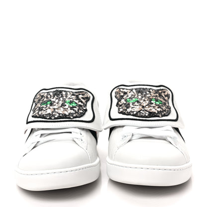 Gucci Calfskin Ayers Web Womens Ace Bow Lace Sneakers 38 White 2 of 8