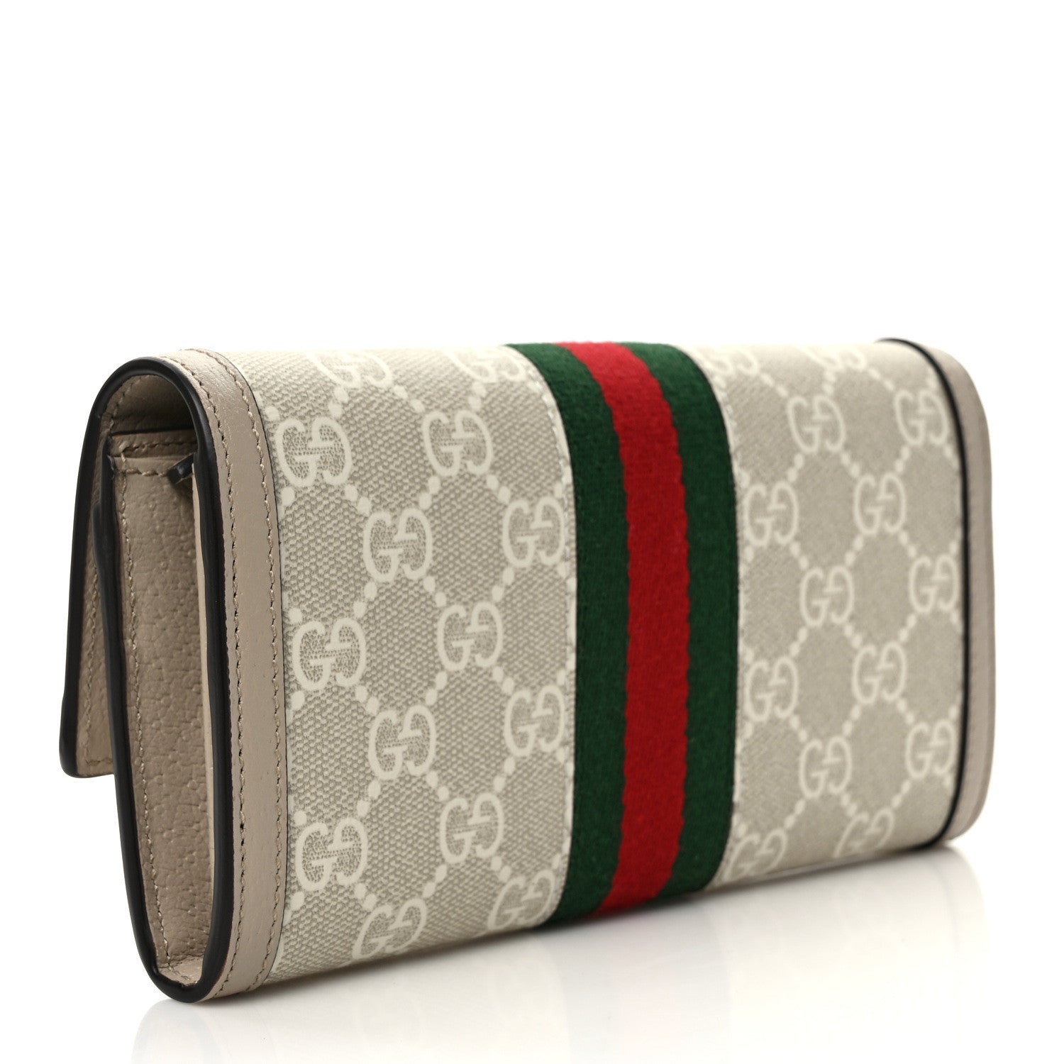 Gucci GG Supreme Monogram Web Ophidia Continental Wallet Beige Mystic White Oatmeal 3 of 7