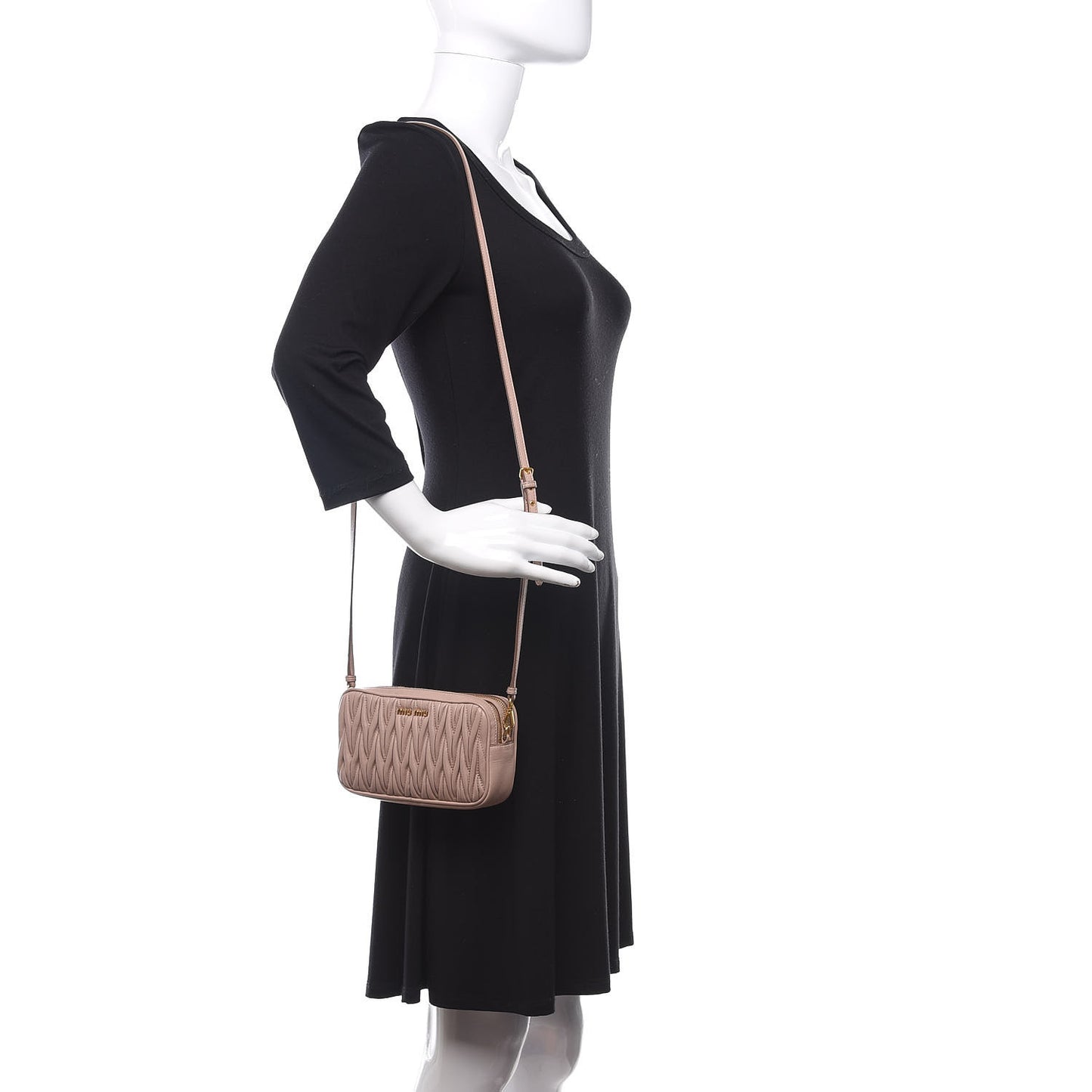 Nappa Matelasse Double Zip Chain Shoulder Bag Cammeo