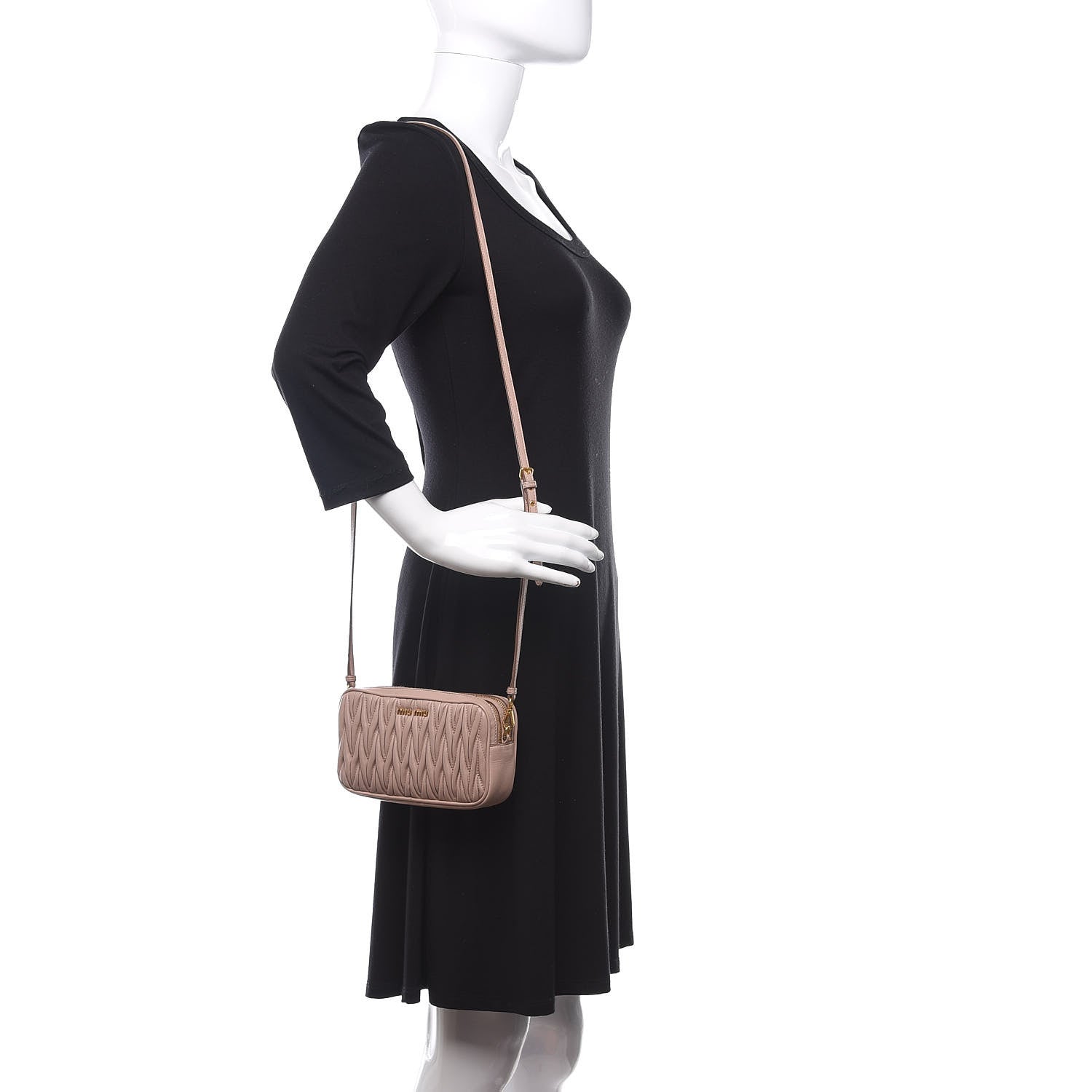 Miu Miu Nappa Matelasse Double Zip Chain Shoulder Bag Cammeo 2 of 14