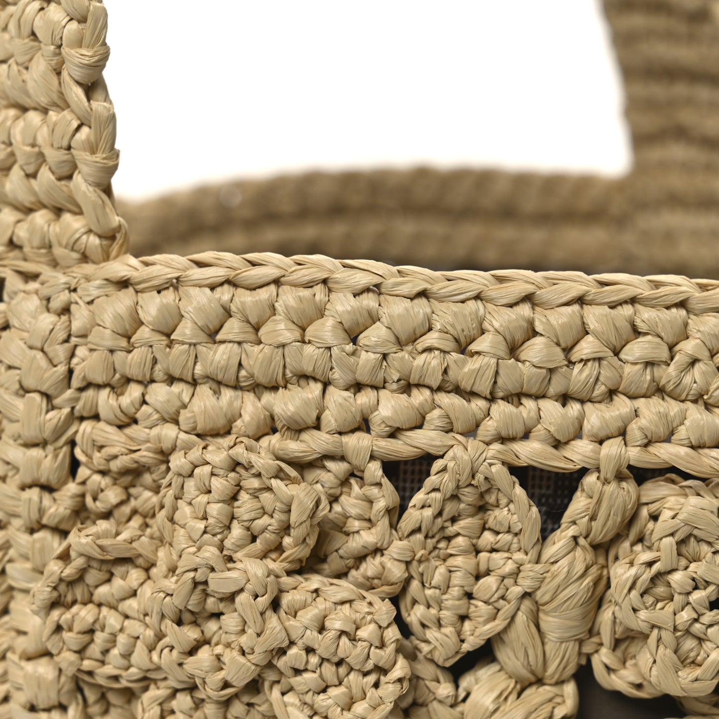 Woven Raffia Floral Embellished D-Bubble Bucket Bag Natural