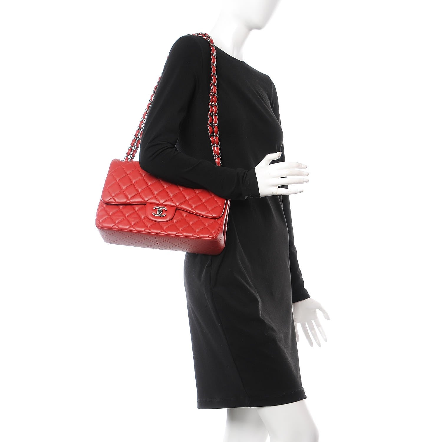 Chanel Lambskin Quilted Jumbo Double Flap Red 2 of 8