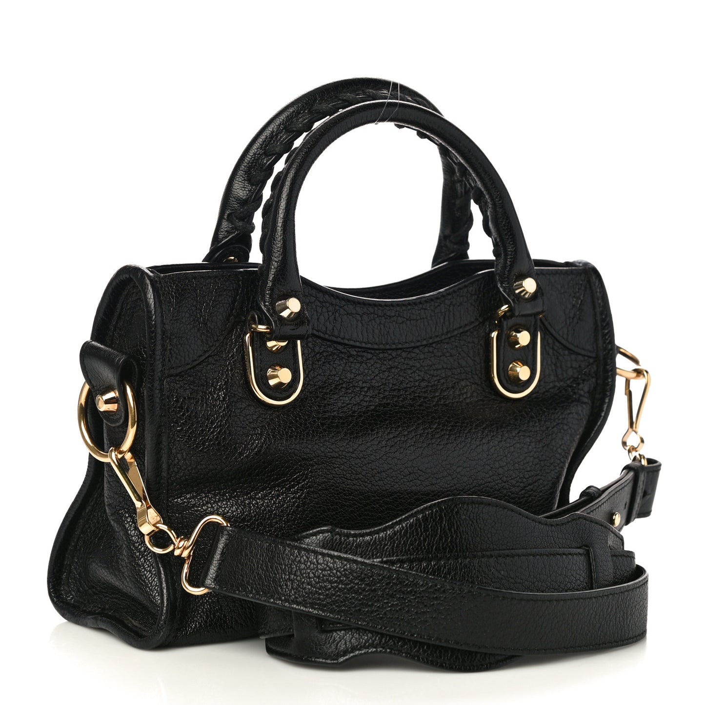 Chevre Gold Metallic Edge Hardware Mini City Black