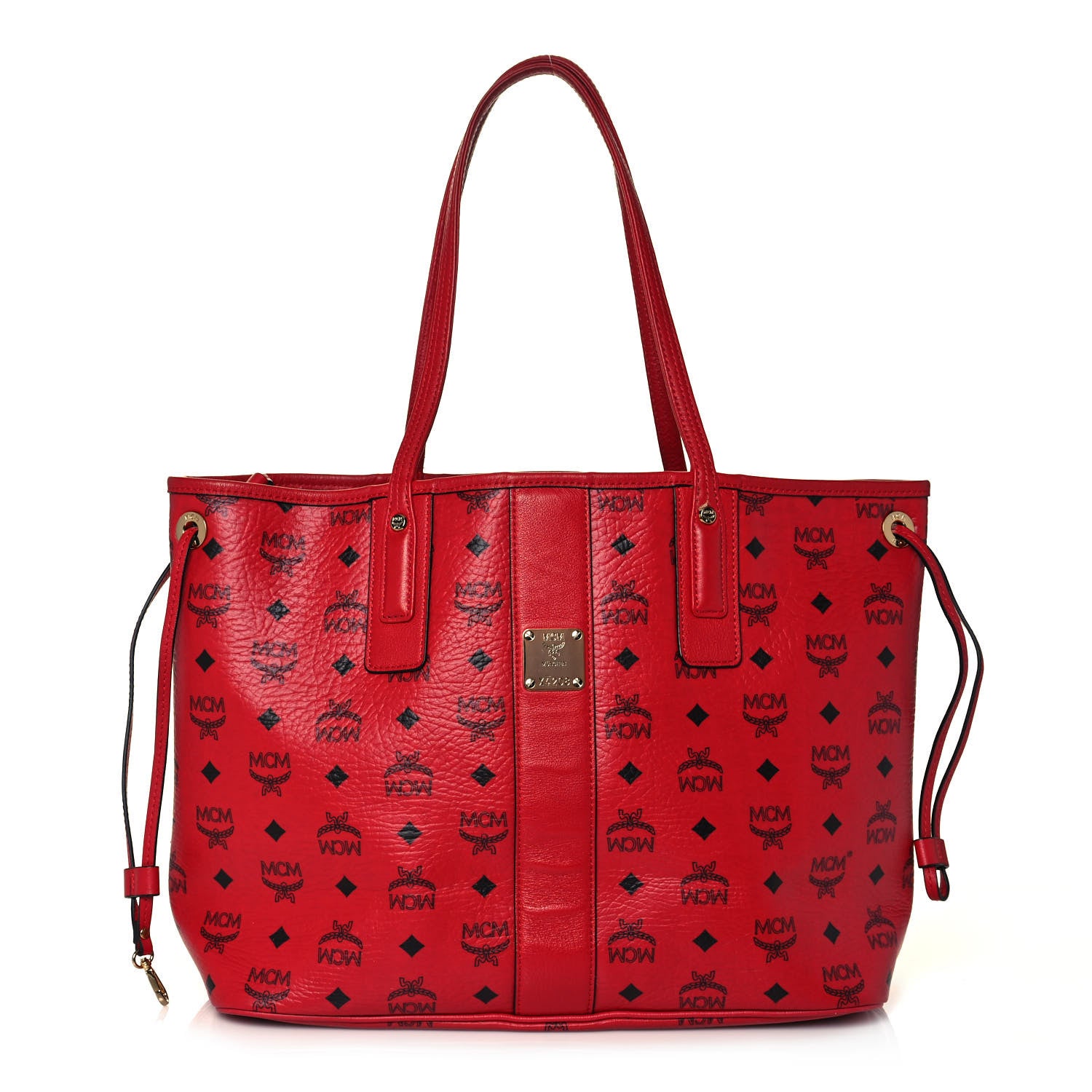 MCM Visetos Medium Liz Reversible Shopper Tote Ruby Red 4 of 23